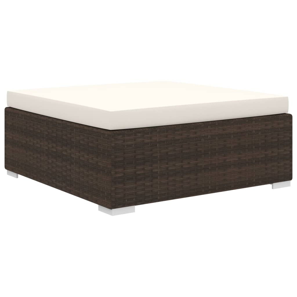 10 pièces. Salon de jardin avec coussins poly rotin marron