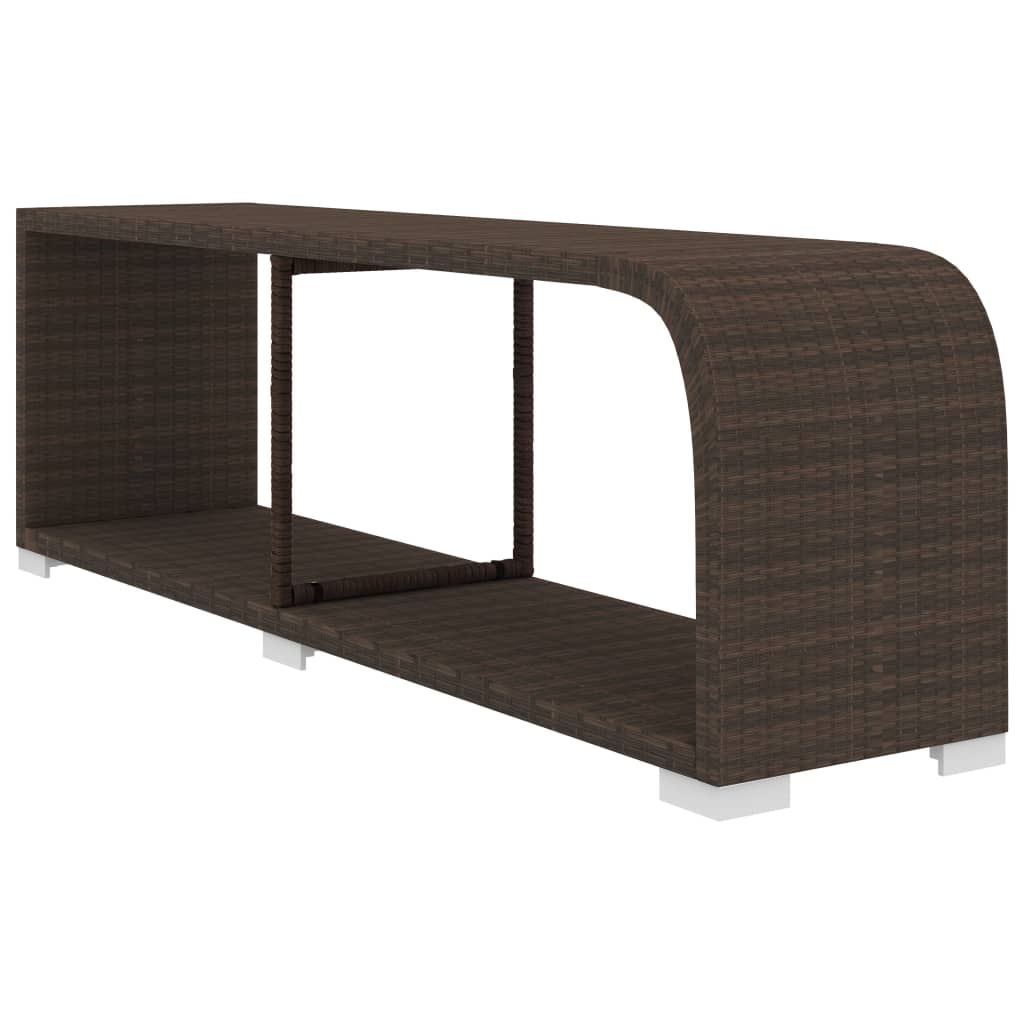 10 pièces. Salon de jardin avec coussins poly rotin marron