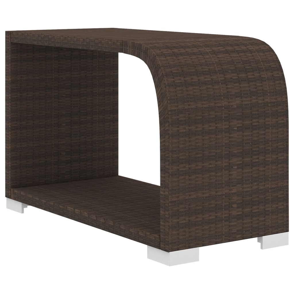 10 pièces. Salon de jardin avec coussins poly rotin marron