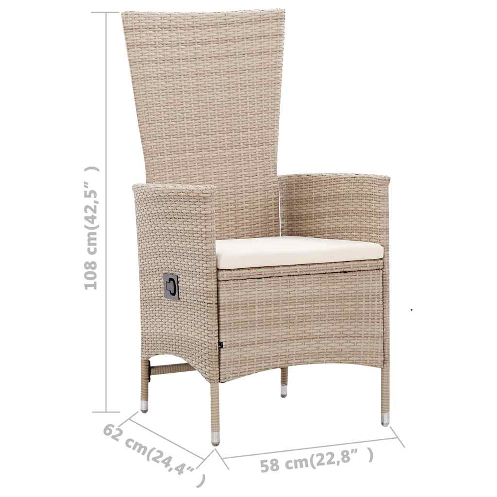 7-tlg. Garten-Essgruppe mit Auflagen Poly Rattan Beige