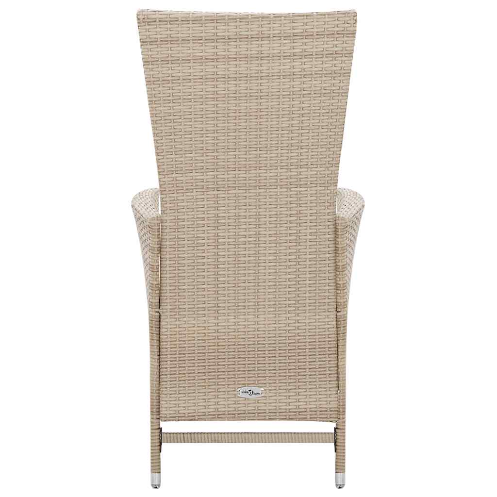 7-tlg. Garten-Essgruppe mit Auflagen Poly Rattan Beige