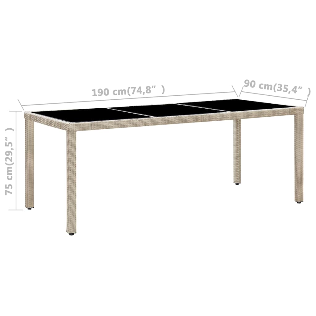 9-tlg. Garten-Essgruppe mit Auflagen Poly Rattan Beige
