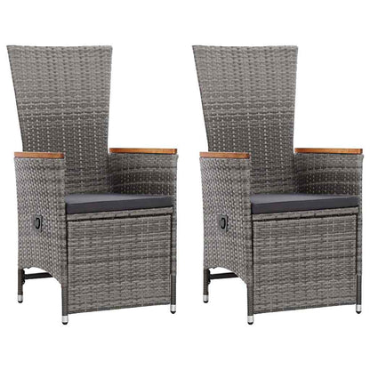 Garten-Liegestühle 2 Stk. mit Auflagen Poly Rattan Grau