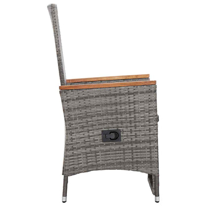 Garten-Liegestühle 2 Stk. mit Auflagen Poly Rattan Grau