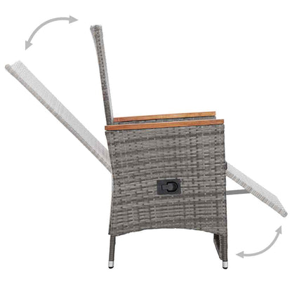 Garten-Liegestühle 2 Stk. mit Auflagen Poly Rattan Grau