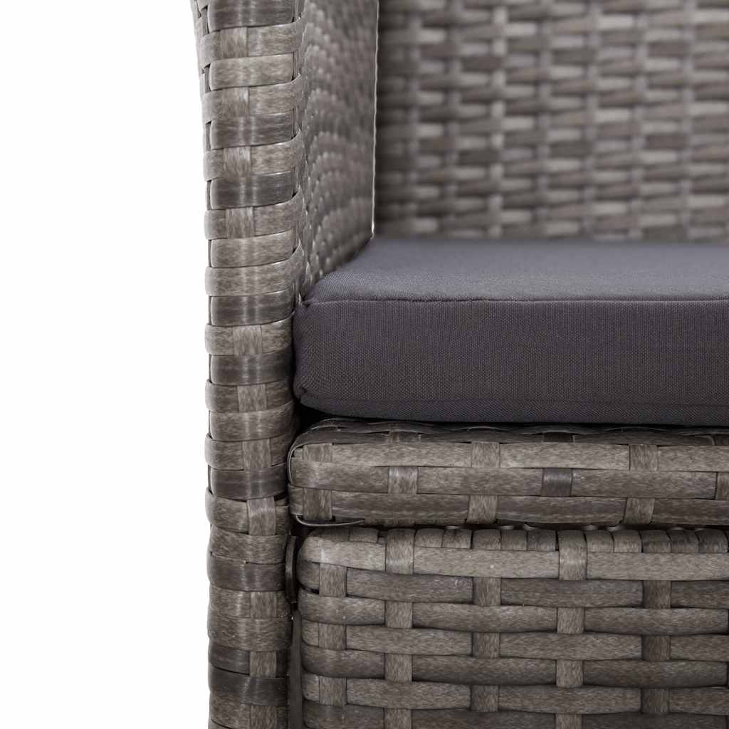 Garten-Liegestühle 2 Stk. mit Auflagen Poly Rattan Grau