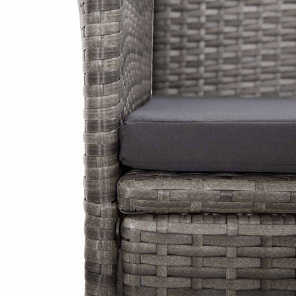 Garten-Liegestühle 2 Stk. mit Auflagen Poly Rattan Grau