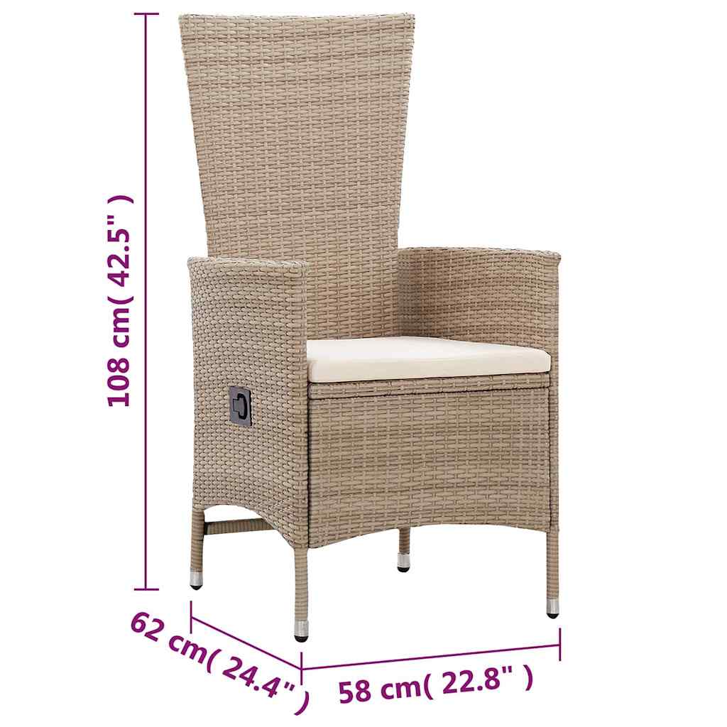 Gartenstühle 2 Stk. mit Auflagen Poly Rattan Beige