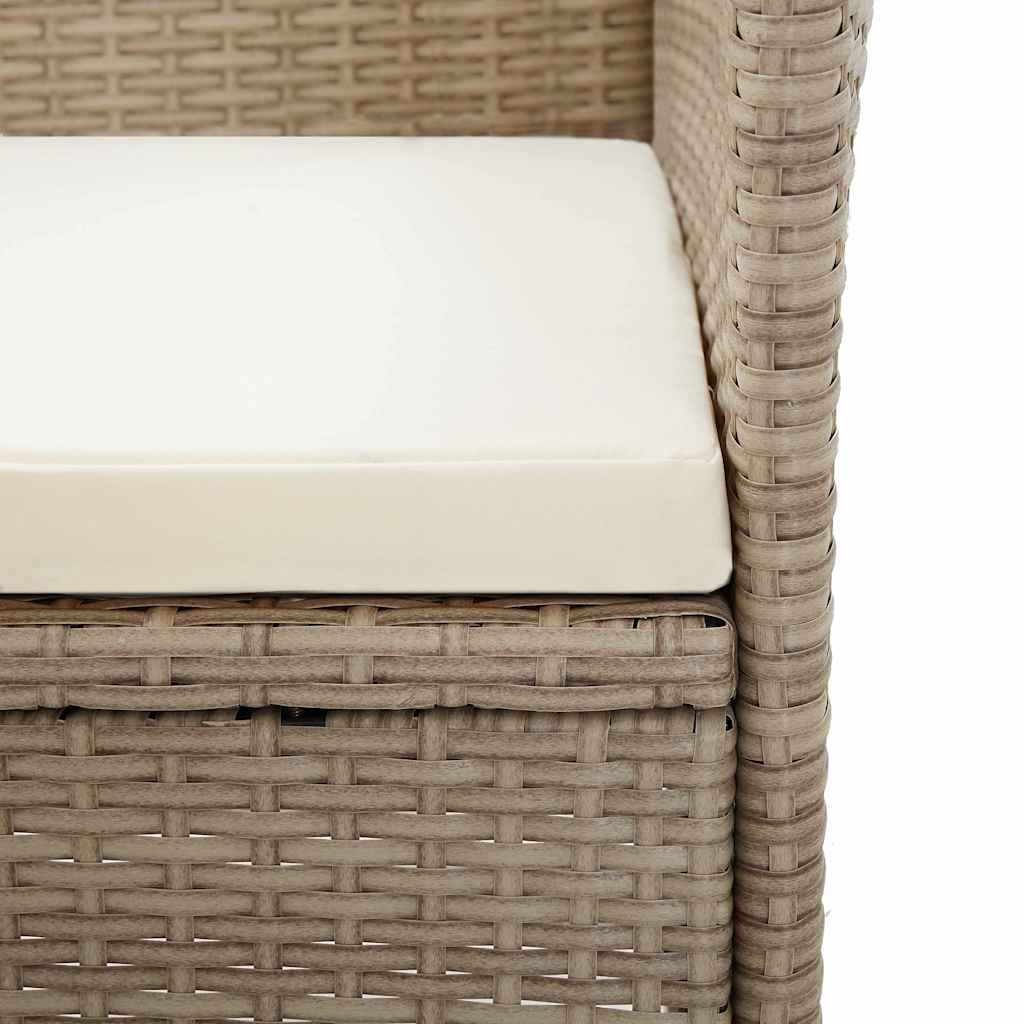 Gartenstühle 2 Stk. mit Auflagen Poly Rattan Beige