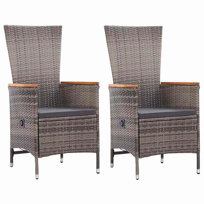 Gartenstühle 2 Stk. mit Auflagen Poly Rattan Grau