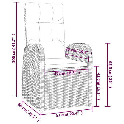 Garten-Liegestühle 2 Stk. mit Auflagen Poly Rattan Schwarz