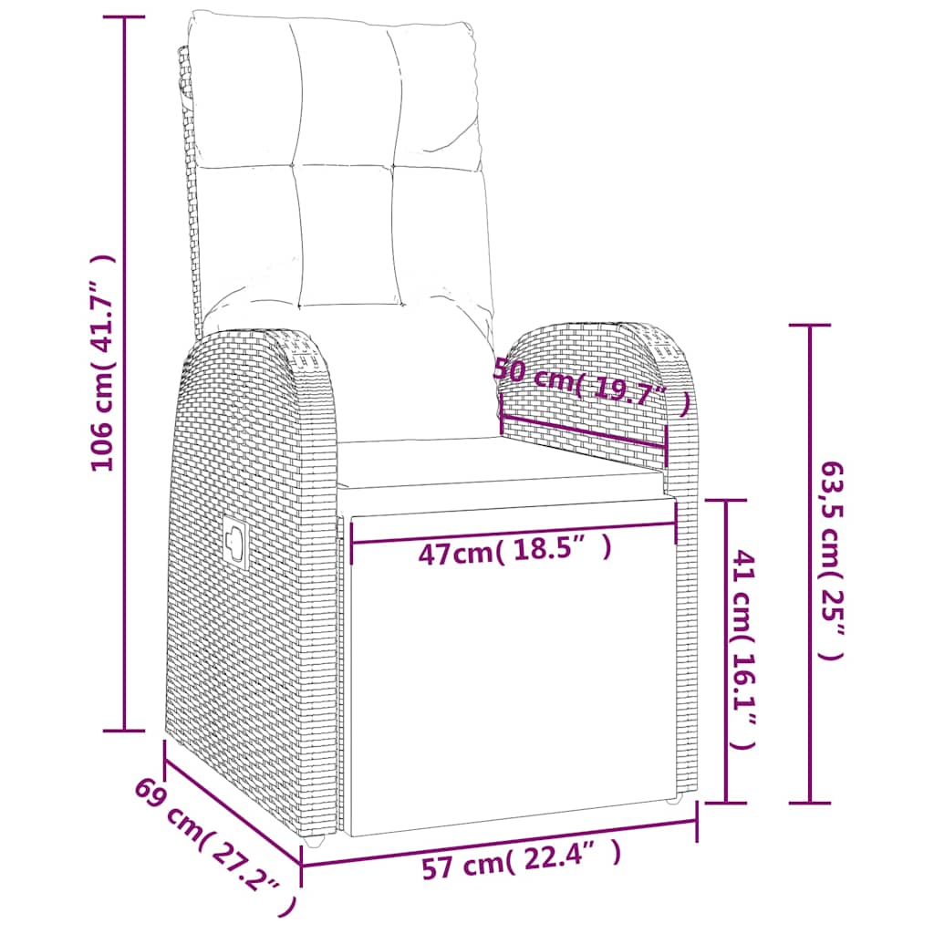 Garten-Liegestuhl mit Auflage Poly Rattan Schwarz