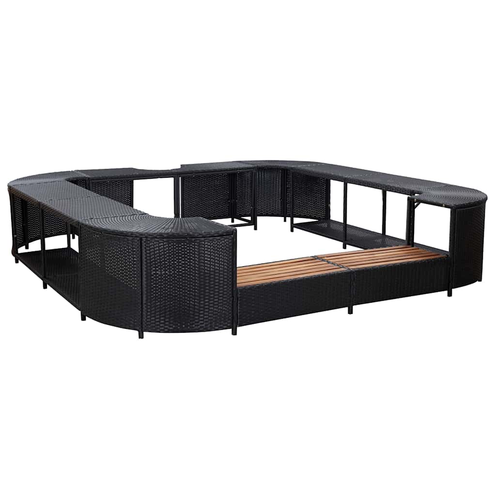 Whirlpool-Umrandung Quadratisch Schwarz 268x268x55 Poly Rattan