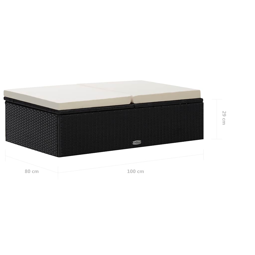 2-tlg. Garten-Lounge-Set mit Auflagen Poly Rattan Schwarz