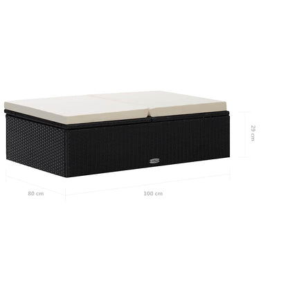 2-tlg. Garten-Lounge-Set mit Auflagen Poly Rattan Schwarz
