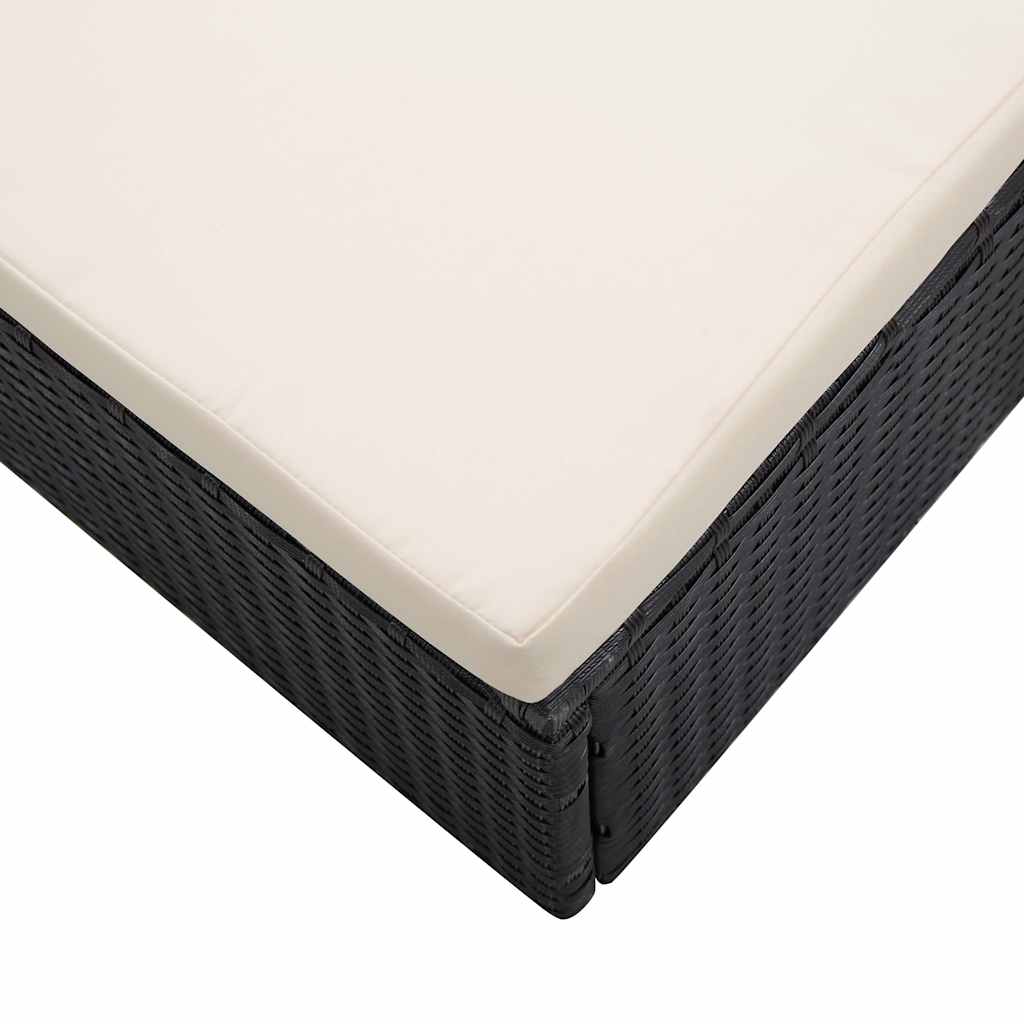 2-tlg. Garten-Lounge-Set mit Auflagen Poly Rattan Schwarz