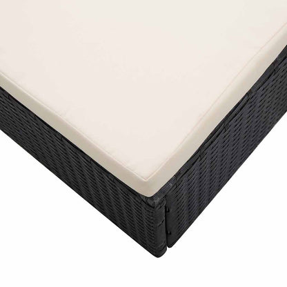 2-tlg. Garten-Lounge-Set mit Auflagen Poly Rattan Schwarz