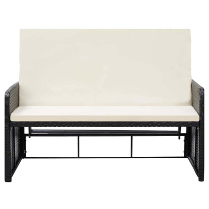 2-tlg. Garten-Lounge-Set mit Auflagen Poly Rattan Schwarz