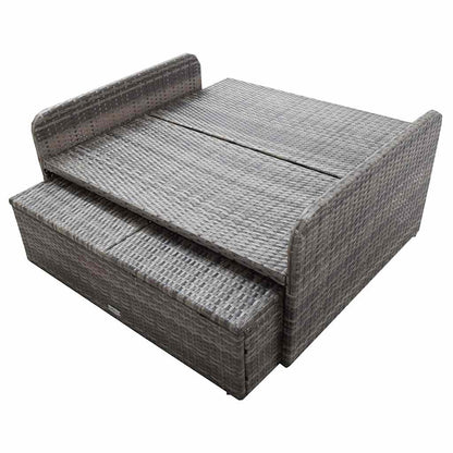 2-tlg. Garten-Lounge-Set mit Auflagen Poly Rattan Grau