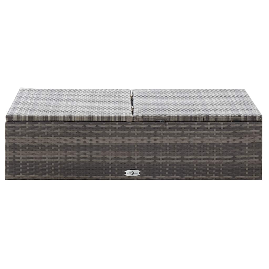 2-tlg. Garten-Lounge-Set mit Auflagen Poly Rattan Grau
