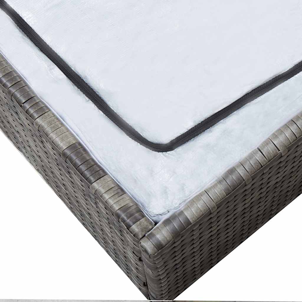 2-tlg. Garten-Lounge-Set mit Auflagen Poly Rattan Grau
