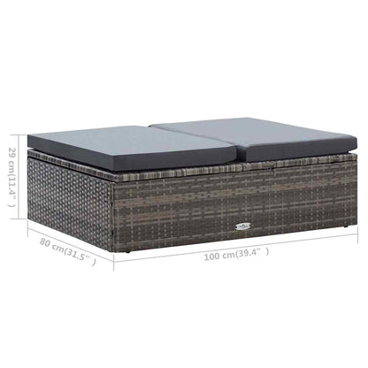2-tlg. Garten-Lounge-Set mit Auflagen Poly Rattan Grau