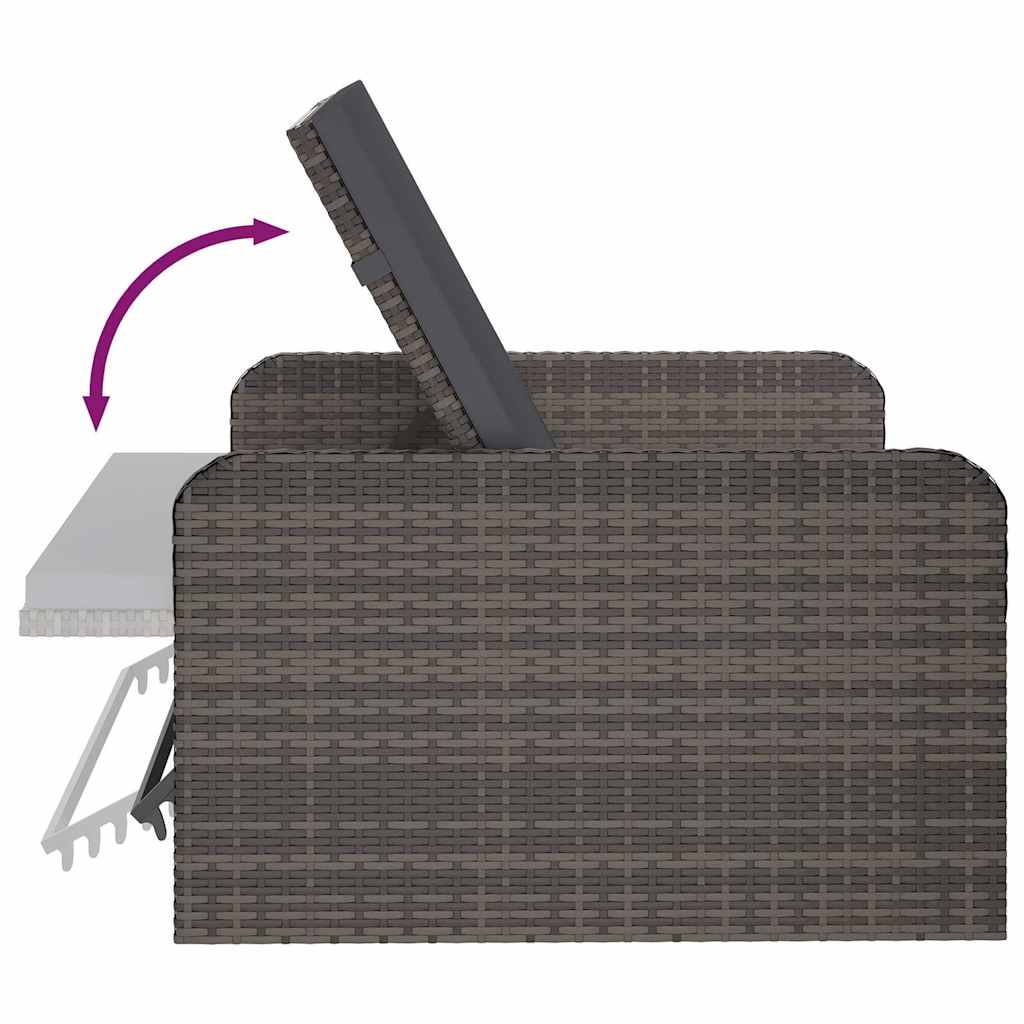 2-tlg. Garten-Lounge-Set mit Auflagen Poly Rattan Grau