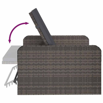 2-tlg. Garten-Lounge-Set mit Auflagen Poly Rattan Grau