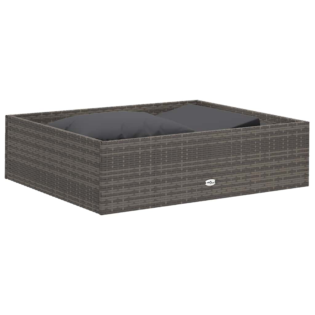 2-tlg. Garten-Lounge-Set mit Auflagen Poly Rattan Grau