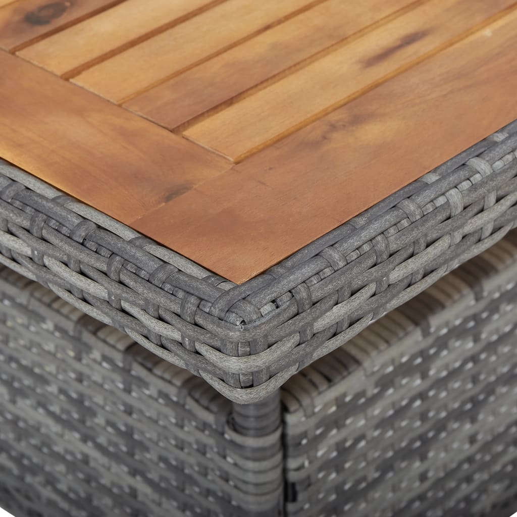 Table à manger de jardin en polyrotin gris et bois d'acacia massif