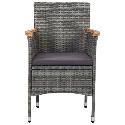 Garten-Essstühle 2 Stk. Poly Rattan Grau