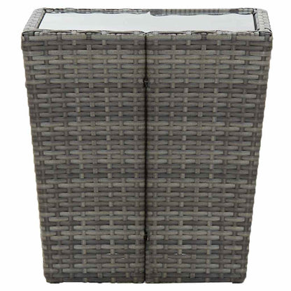 Beistelltisch Grau 41,5x41,5x43 cm Poly Rattan und Hartglas