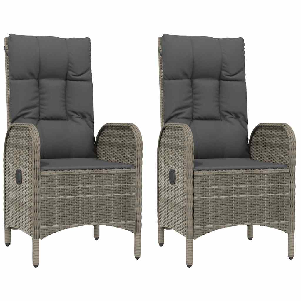 Gartenstühle 2 Stk. Poly Rattan Grau