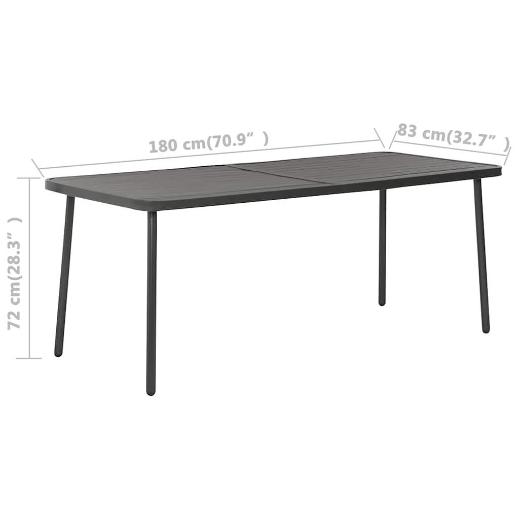 Gartentisch Dunkelgrau 180x83x72 cm Stahl