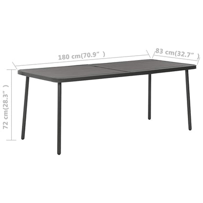 Gartentisch Dunkelgrau 180x83x72 cm Stahl