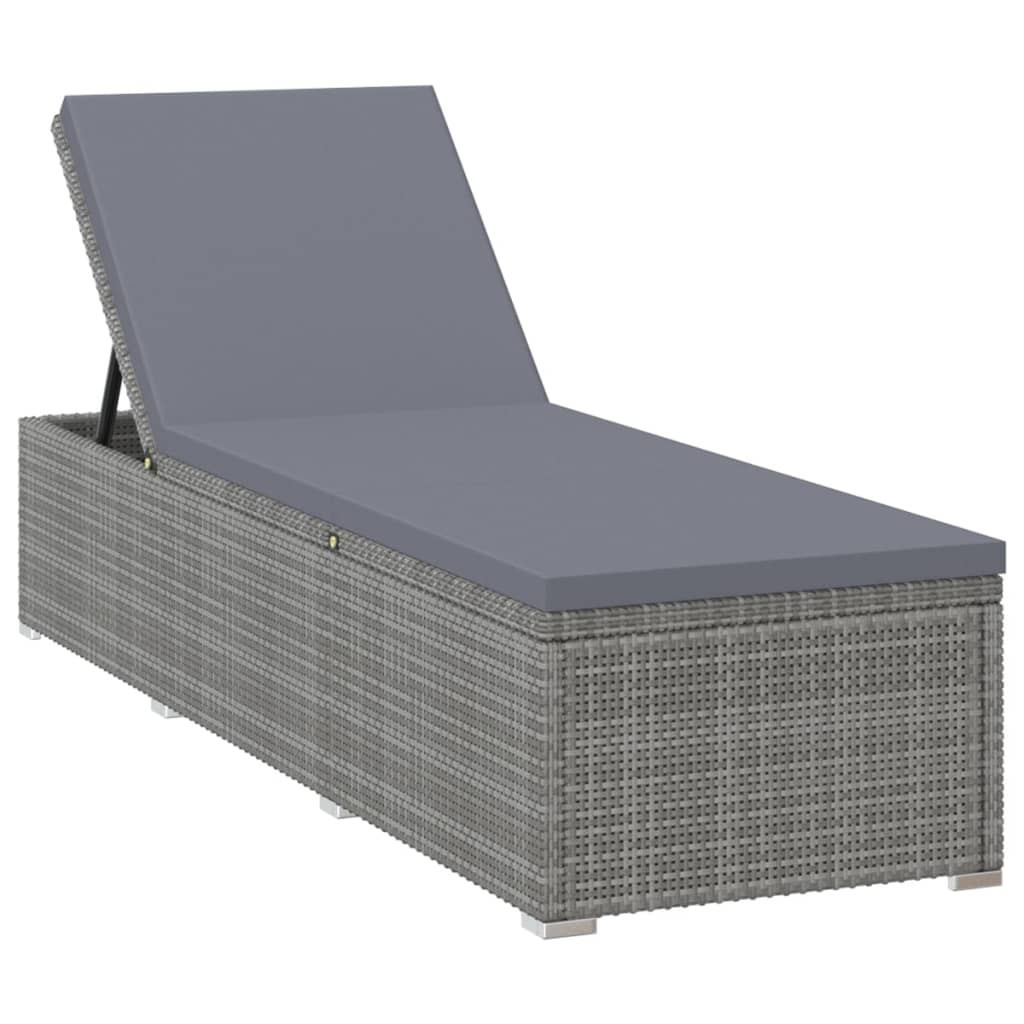 Bain de soleil avec coussin poly rotin gris