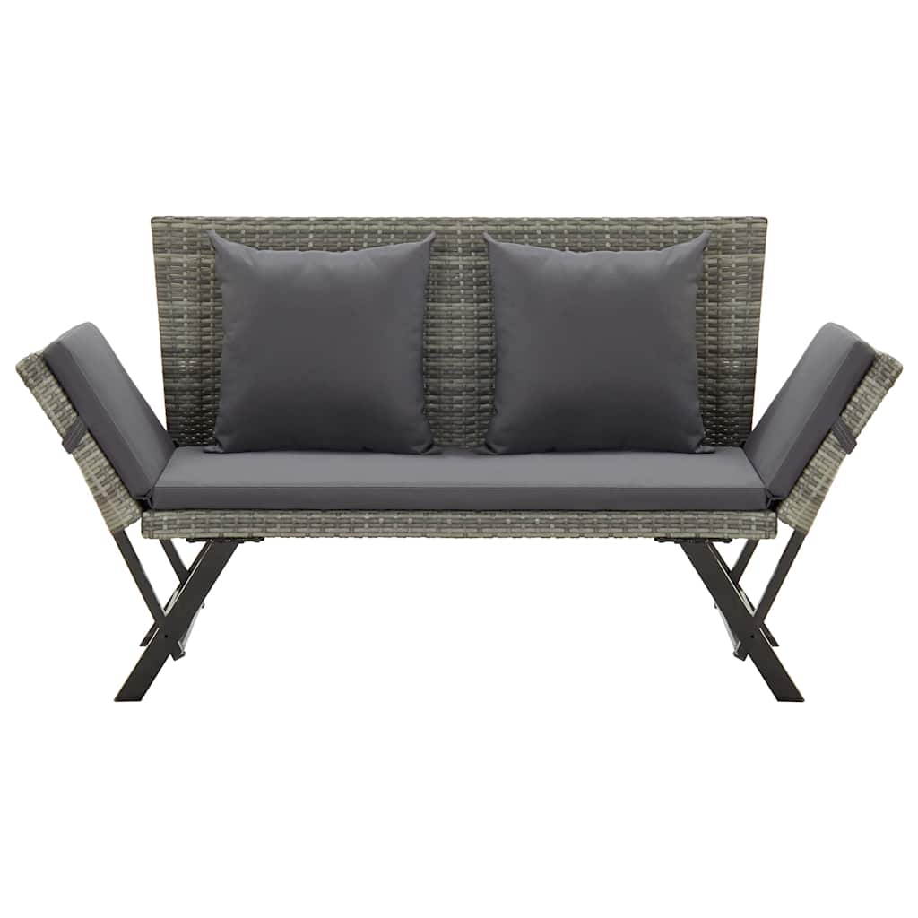 Gartenbank mit Auflagen 176 cm Grau Poly Rattan