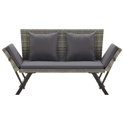 Gartenbank mit Auflagen 176 cm Grau Poly Rattan