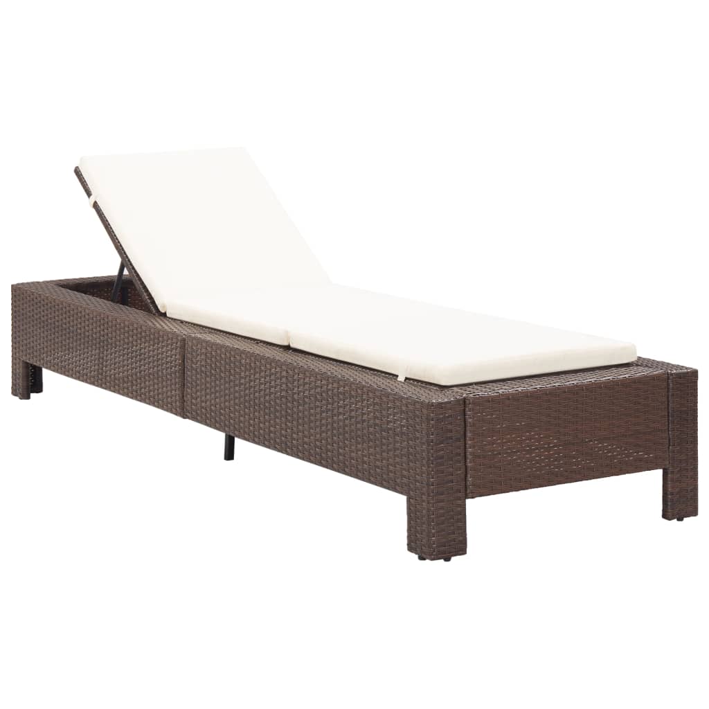 Bain de soleil avec coussin en polyrotin marron