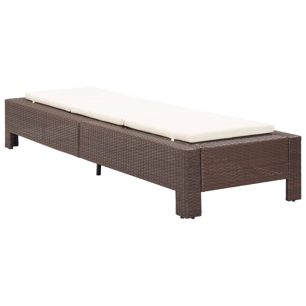 Bain de soleil avec coussin en polyrotin marron