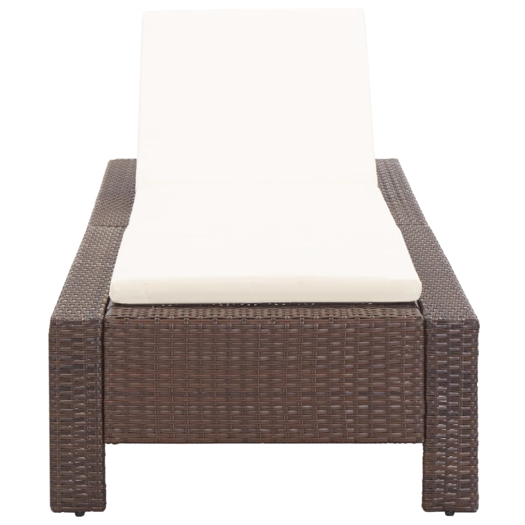 Bain de soleil avec coussin en polyrotin marron