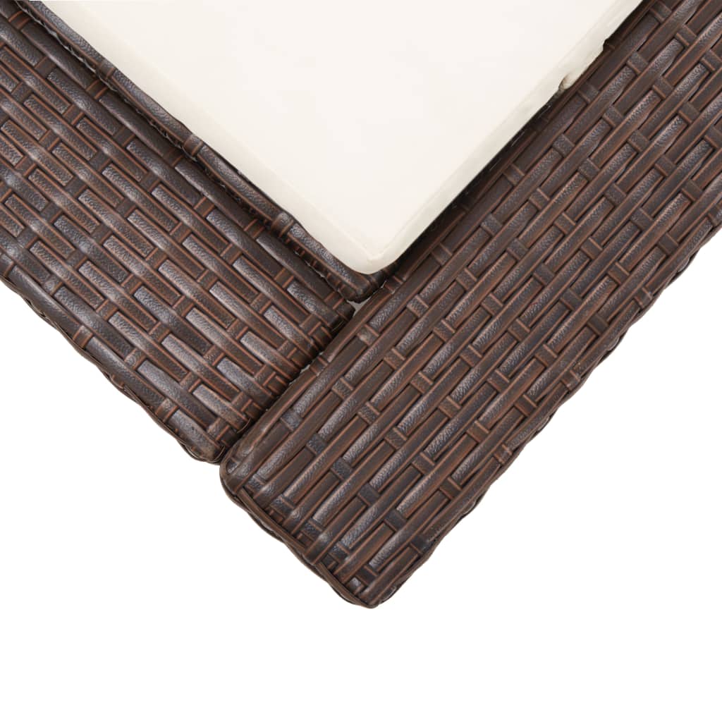 Bain de soleil avec coussin en polyrotin marron