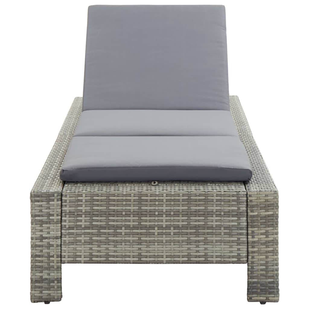 Bain de soleil avec coussin en polyrotin gris