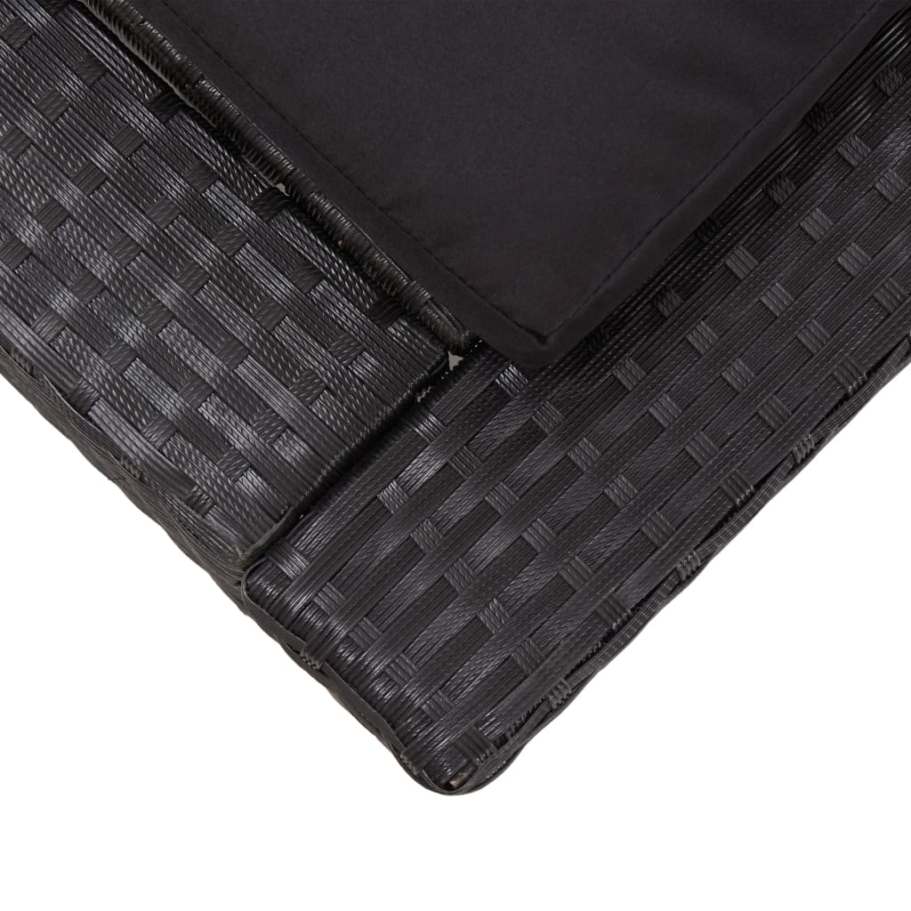 Bain de soleil avec coussin en polyrotin noir