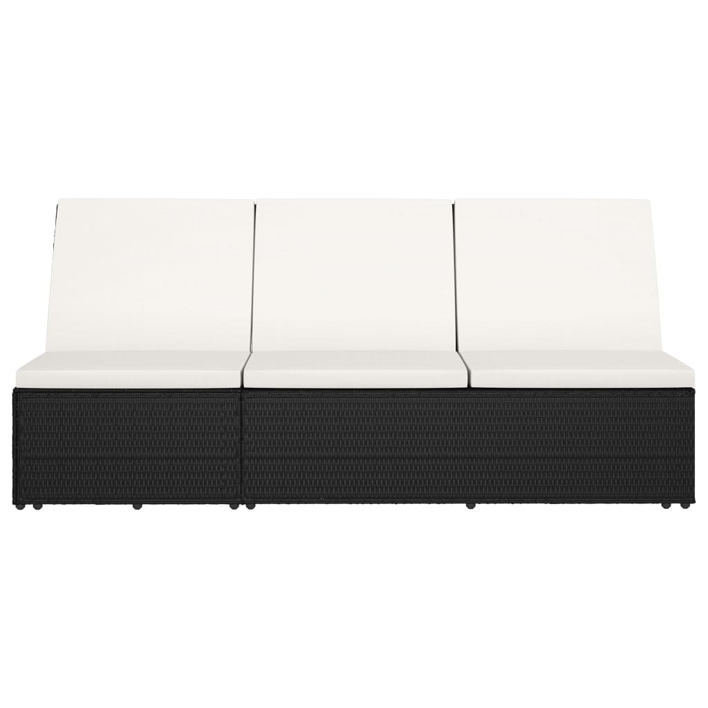 Bain de soleil avec coussin poly rotin noir