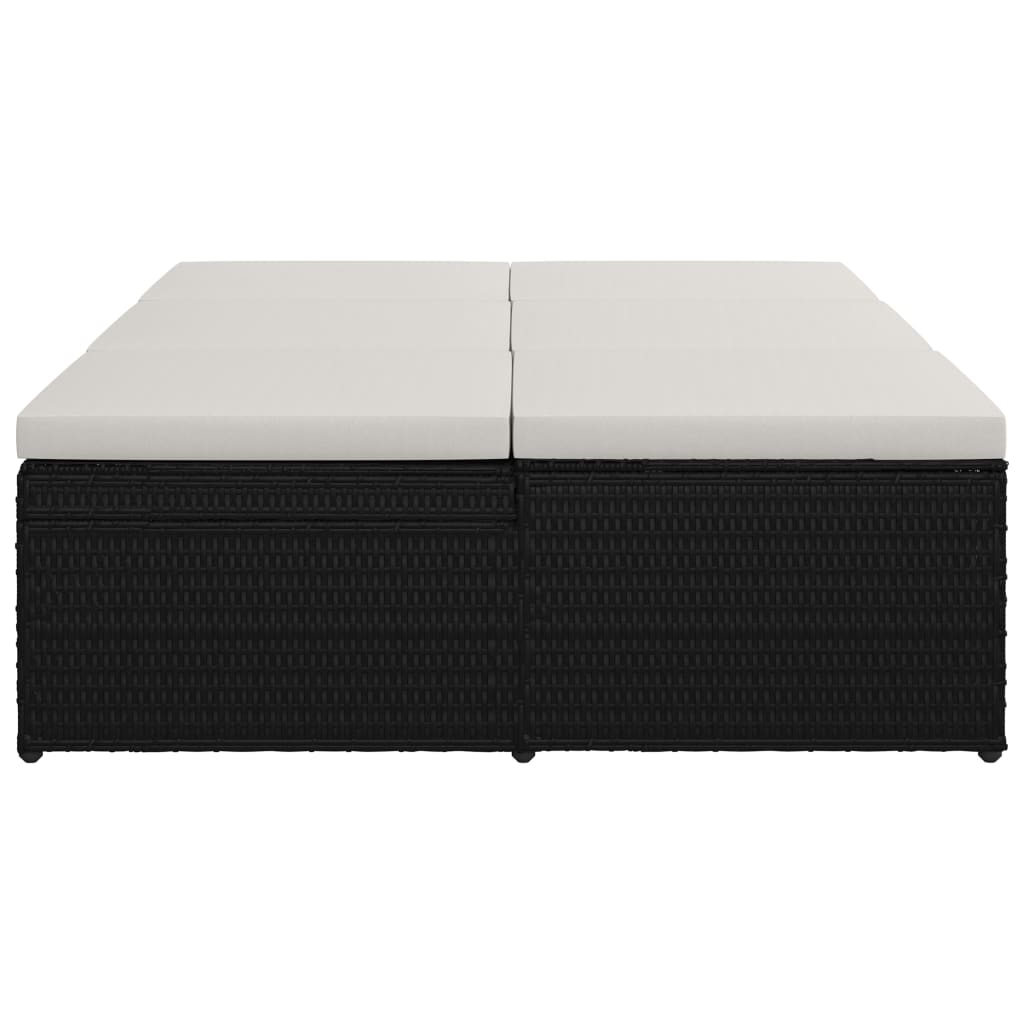 Bain de soleil avec coussin poly rotin noir