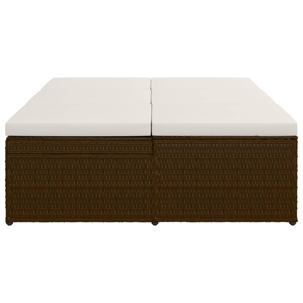 Sonnenliege mit Auflage Poly Rattan Braun