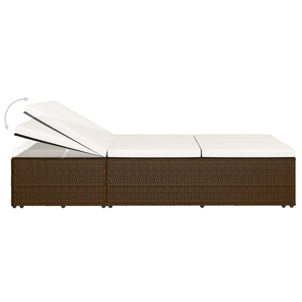 Bain de soleil avec coussin poly rotin marron