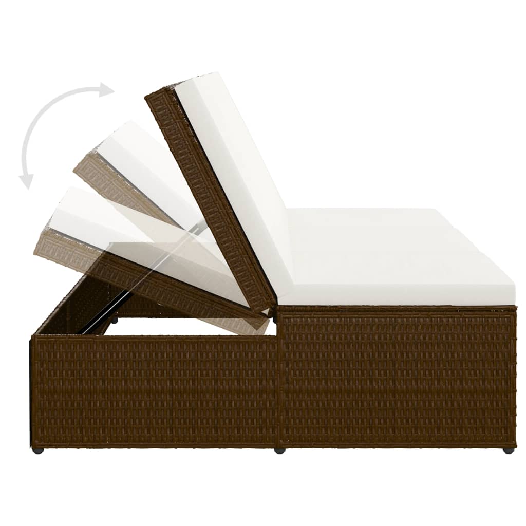 Bain de soleil avec coussin poly rotin marron