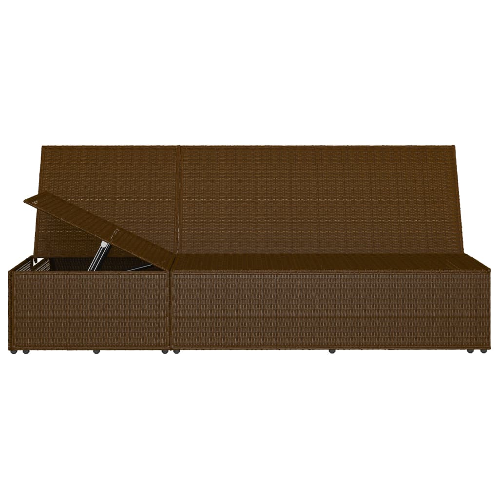 Bain de soleil avec coussin poly rotin marron